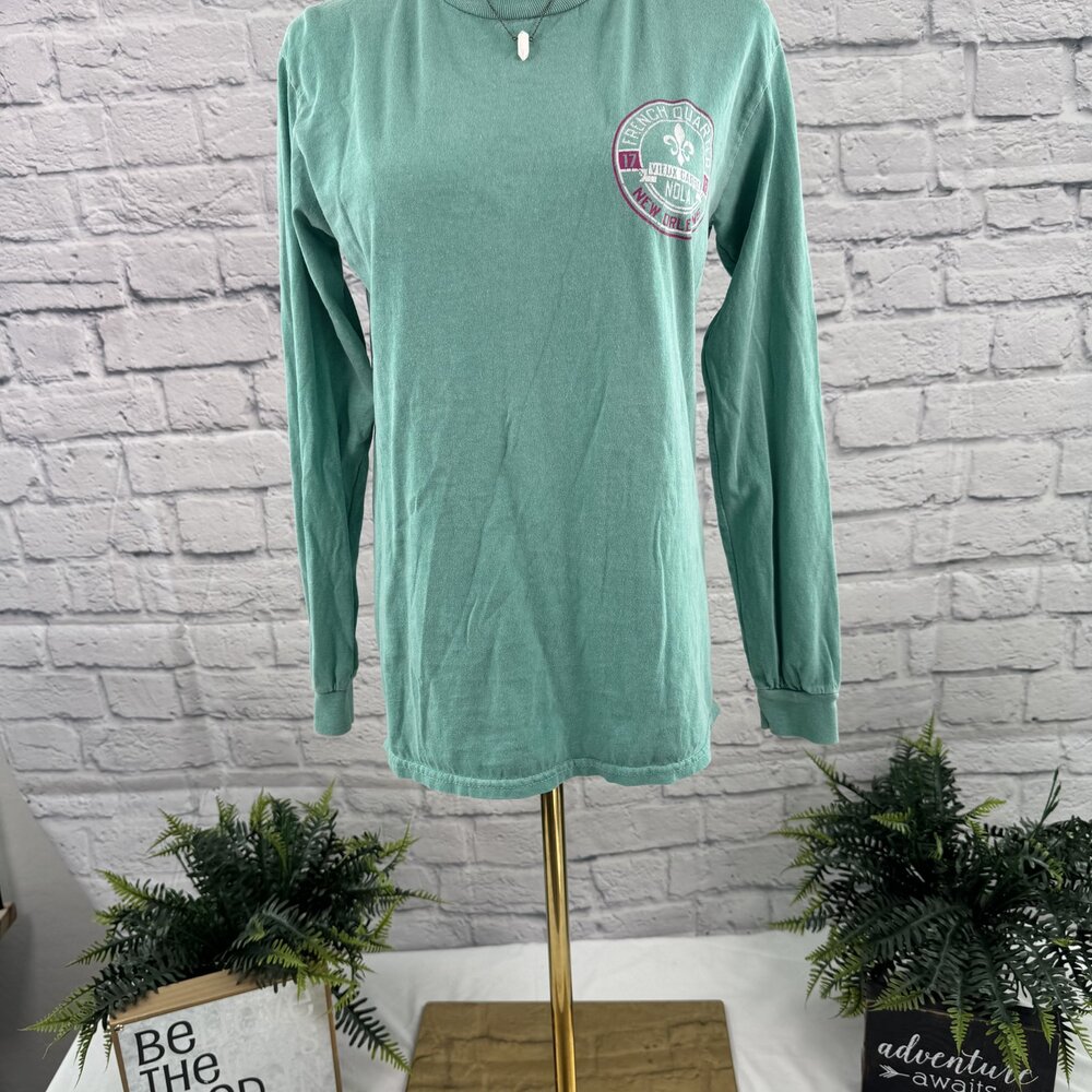 Blue 84 Seafoam Green French Quarter New Orleans Long Sleeve Tee S